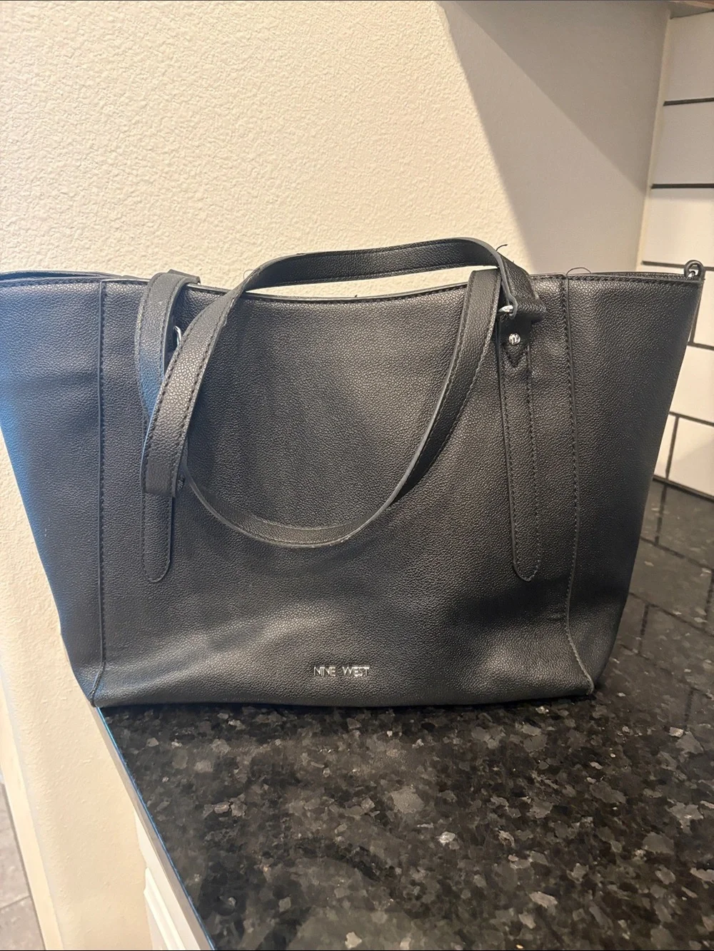 Nine West Black Pebbled Leather Tote